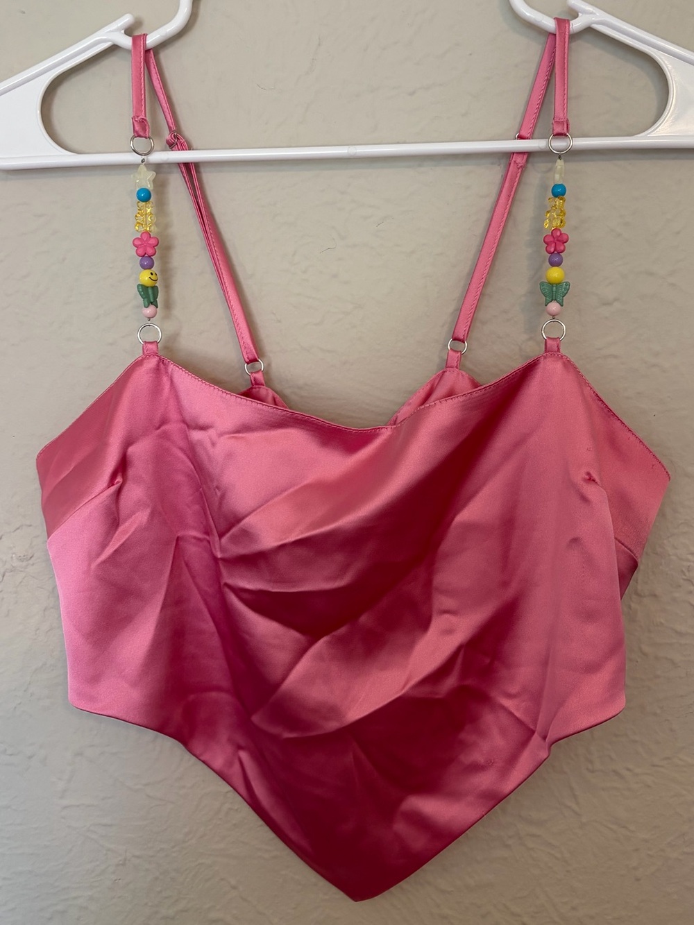 Forever 21 Kids Pink Beaded Strap Top